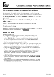 Document preview: Form SF200 CHILD Funeral Expenses Payment for a Child - United Kingdom