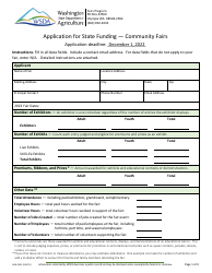 Form AGR-5531 Application for State Funding - Community Fairs - Washington