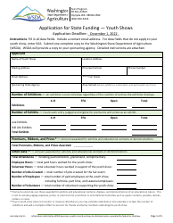 Form AGR-5538 Application for State Funding - Youth Shows - Washington