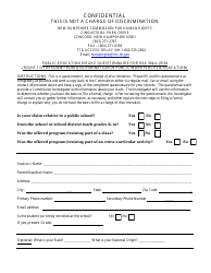 Public Education Intake Questionnaire for Rsa 354-a:29-34 - New Hampshire