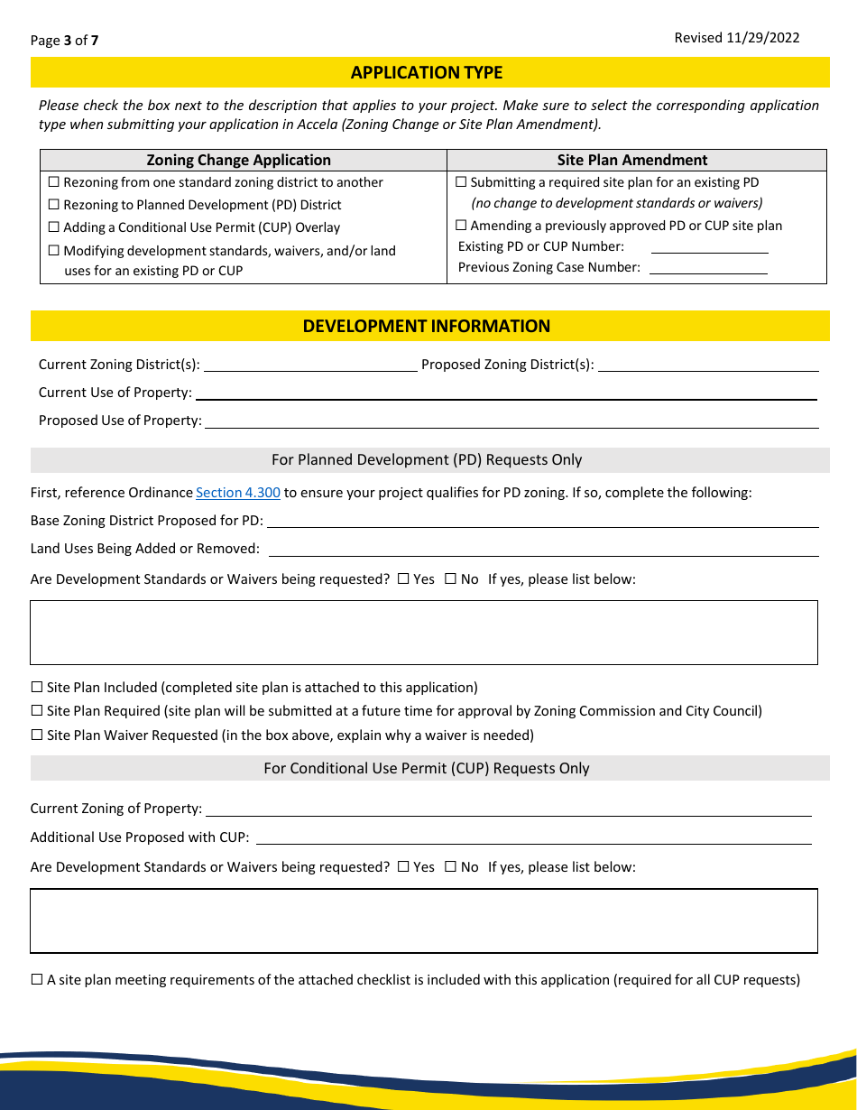 City of Fort Worth, Texas Zoning Change/Site Plan Application - Fill ...