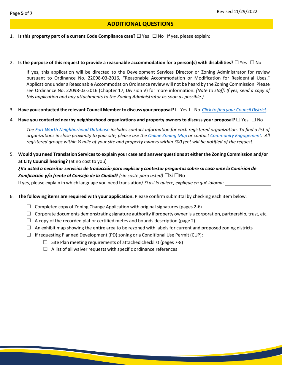 Zoning Change / Site Plan Application - City of Fort Worth, Texas, Page 5