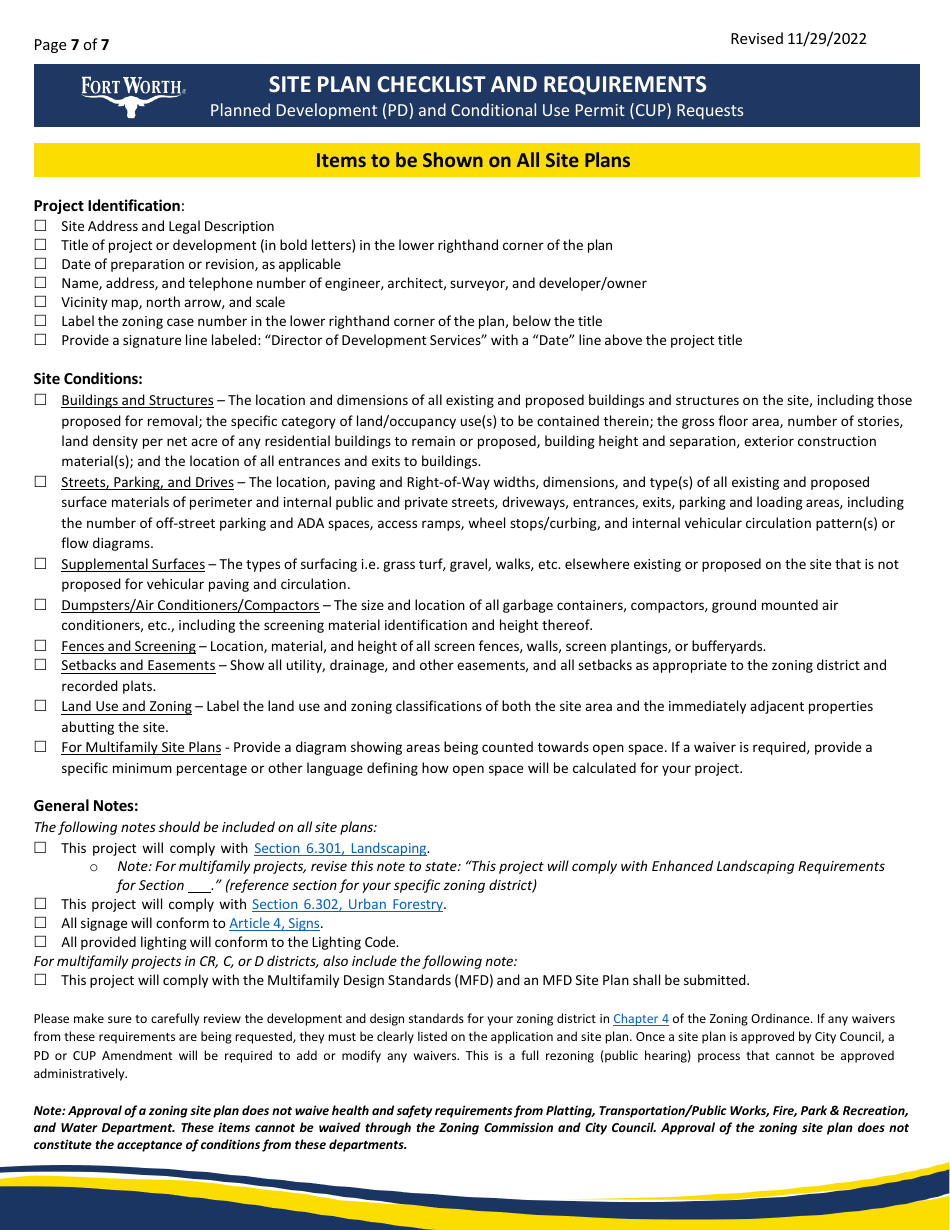Zoning Change / Site Plan Application - City of Fort Worth, Texas, Page 7