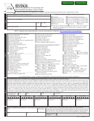 Form 1716 Missouri Application for Specialty and Personalized Specialty License Plates - Missouri