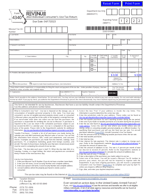 Form 4340 2022 Printable Pdf