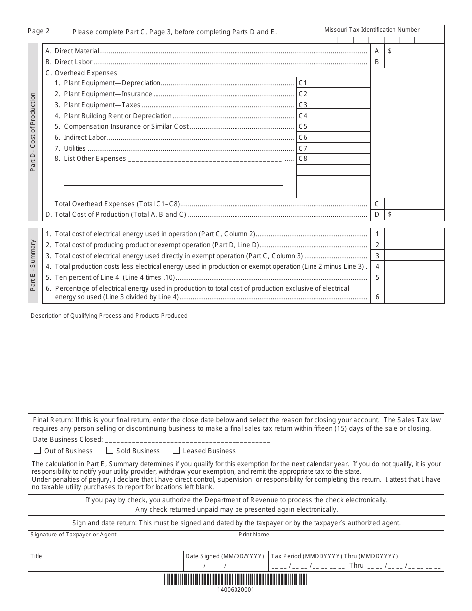 Form 53-E10 Annual 10% Eedp Reconciliation Return - 10 Percent Electrical Energy - Missouri, Page 2