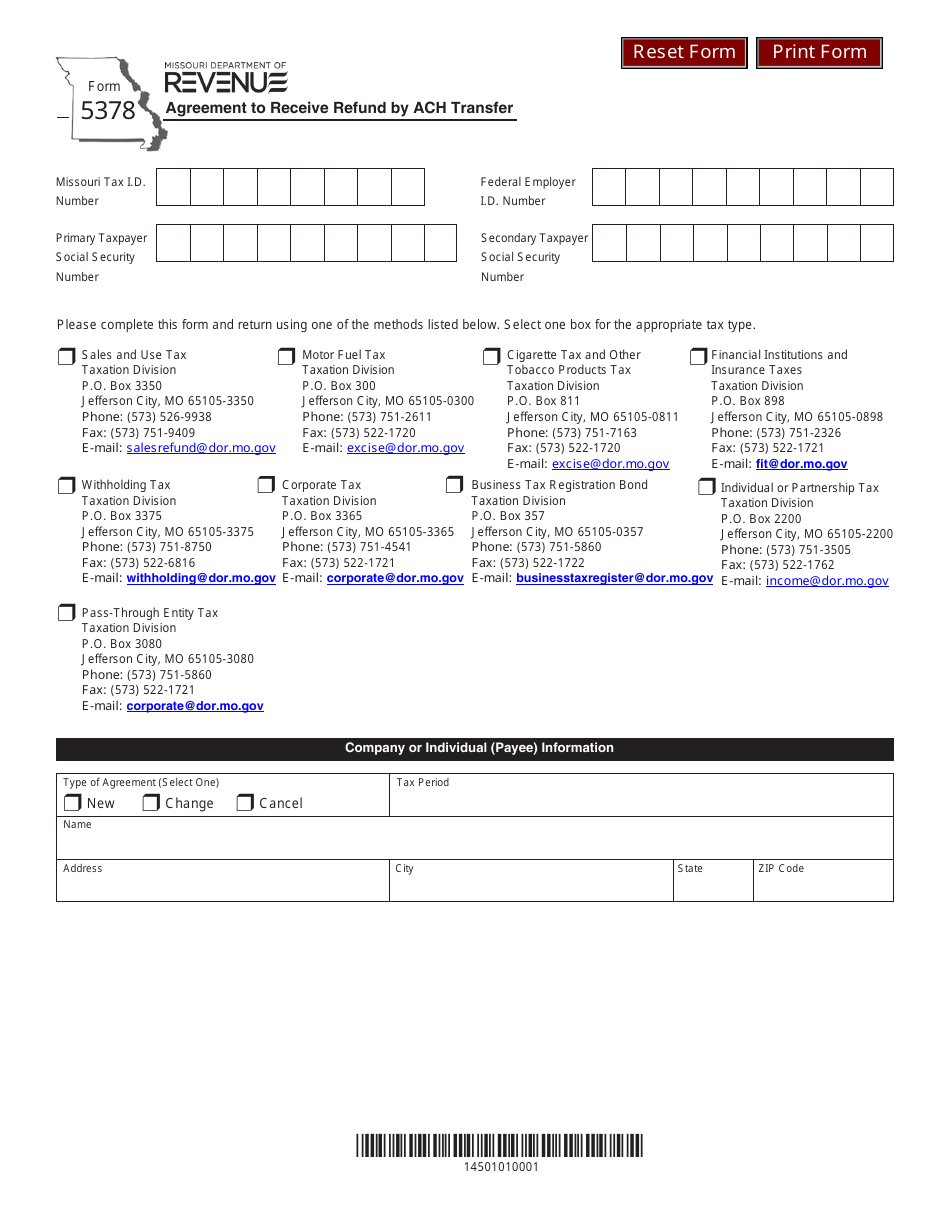 Form 5378 - Fill Out, Sign Online and Download Fillable PDF, Missouri ...