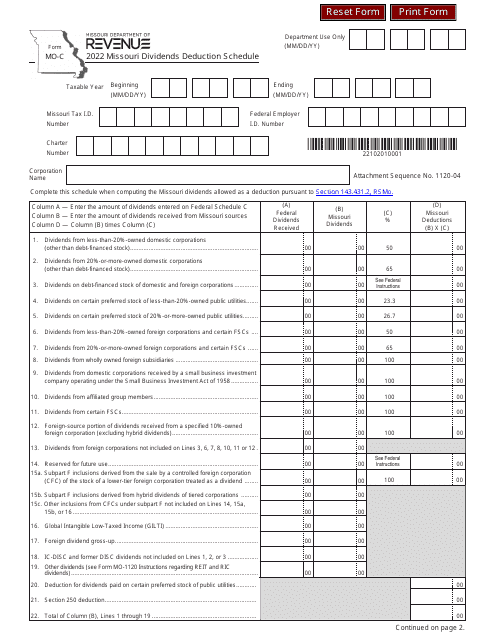 Form MO-C 2022 Printable Pdf