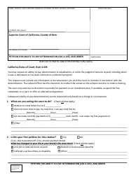 Form SUP CRT TR358 Petition for Ability-To-Pay Determination (Crc 4.335); and Order - County of Kern, California