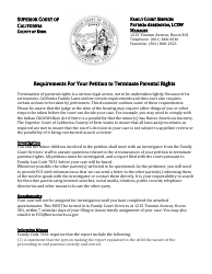 Document preview: Form SUP CRT METRO DIV580 9425 572 (4101) Fcs Petition to Terminate Parental Rights - County of Kern, California