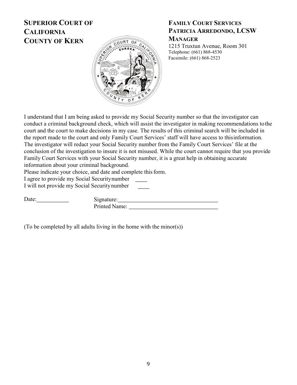 Form SUP CRT METRO DIV580 9425 572 (4101) Fcs Petition to Terminate Parental Rights - County of Kern, California, Page 9