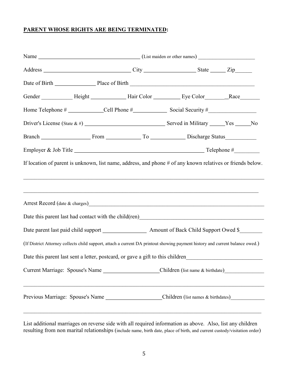 Petition for Step Parent Adoption - County of Kern, California, Page 5