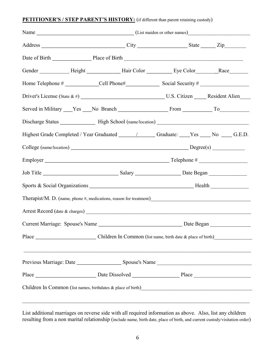 Petition for Step Parent Adoption - County of Kern, California, Page 6