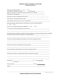 Minor(S) Marriage Intake Questionnaire - County of Kern, California, Page 3