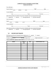 Minor(S) Marriage Intake Questionnaire - County of Kern, California, Page 6