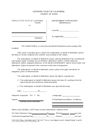 Document preview: Form SUP CRT METRO DIV580 9425 548 Arraignment Appearance (Misdemeanor) - County of Kern, California