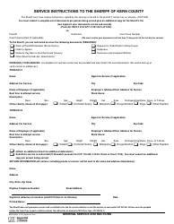 Document preview: Form KERN-0020 Service Instructions to the Sheriff of Kern County - County of Kern, California