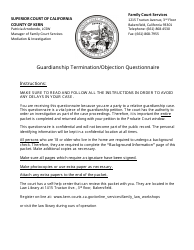 Form KRN SUP CRT PB8525 Guardianship Termination/Objection Questionnaire - County of Kern, California