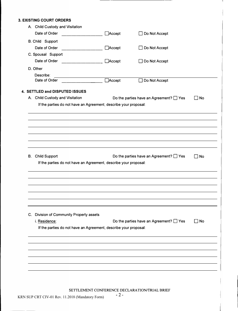 Form KRN SUP CRT CIV-01 - Fill Out, Sign Online and Download Printable ...