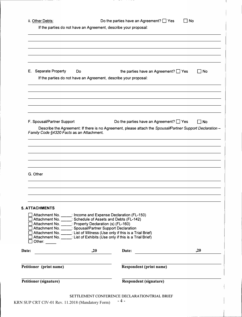 Form KRN SUP CRT CIV-01 - Fill Out, Sign Online and Download Printable ...