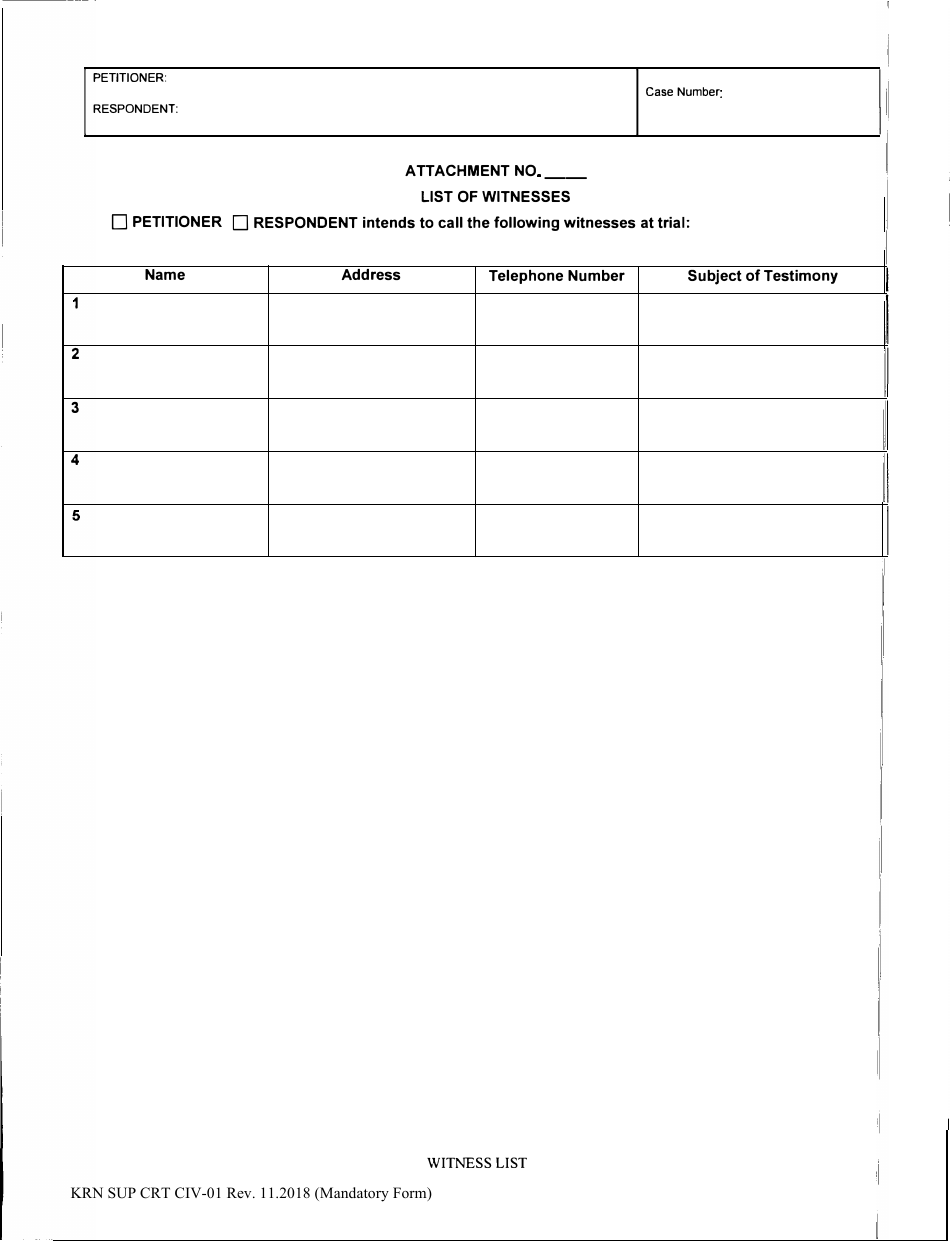 Form KRN SUP CRT CIV-01 Settlement Conference Statement / Trial Brief - County of Kern, California, Page 5