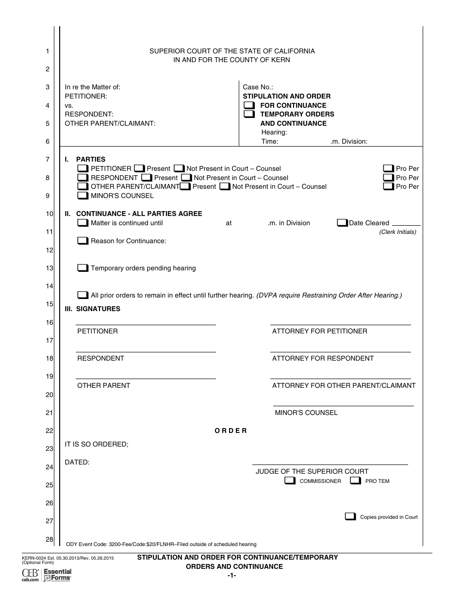 Form KERN 0024 Fill Out Sign Online and Download Printable PDF