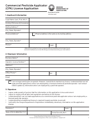 Commercial Pesticide Applicator (CPA) License Application - Oregon, Page 2