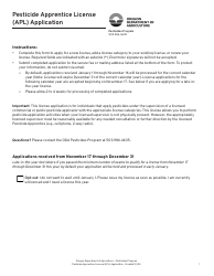 Pesticide Apprentice License (Apl) Application - Oregon