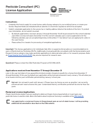 Pesticide Consultant (Pc) License Application - Oregon