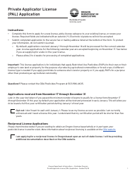 Private Applicator License (Pal) Application - Oregon