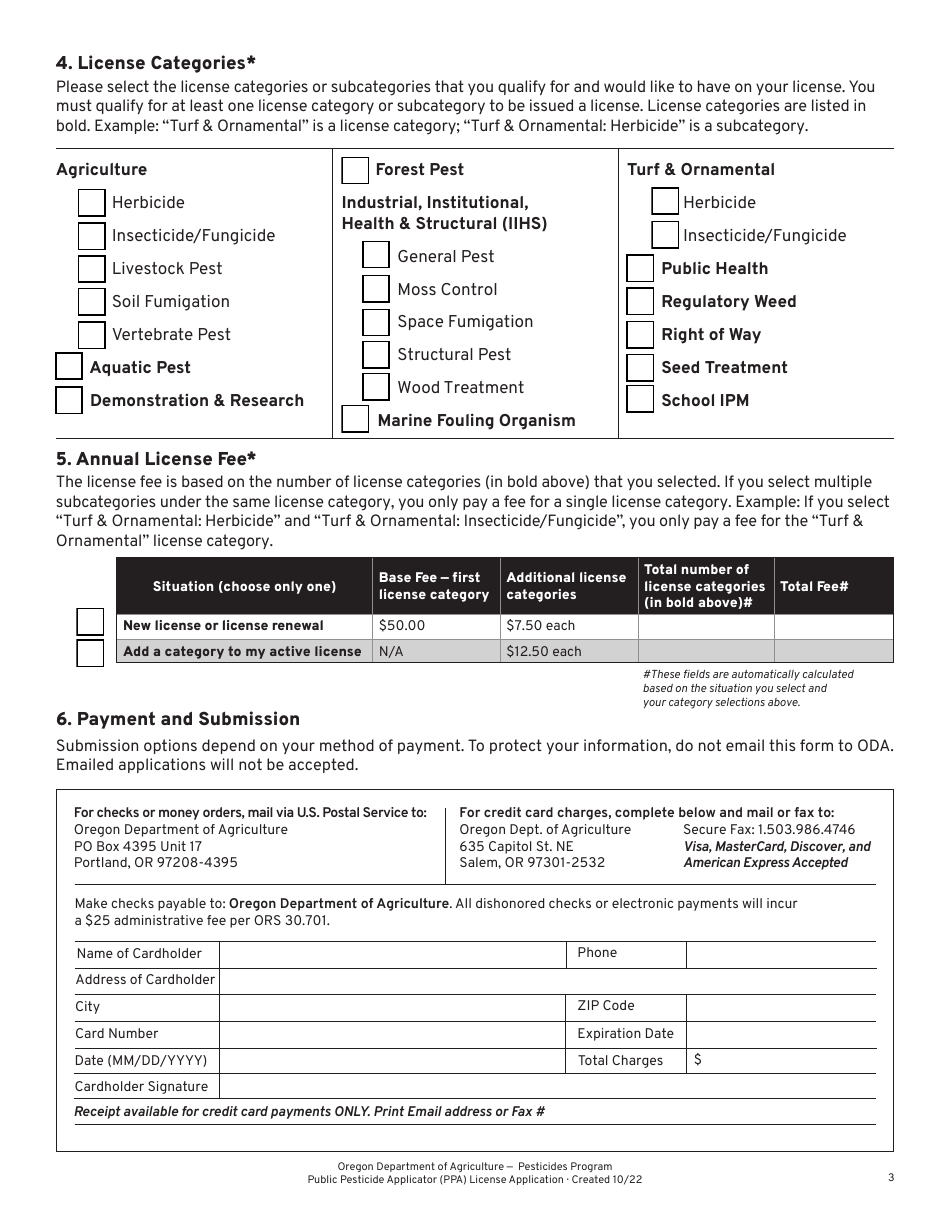 Public Pesticide Applicator (Ppa) License Application - Oregon, Page 3