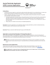 Aerial Pesticide Applicator (Apa) License Application - Oregon