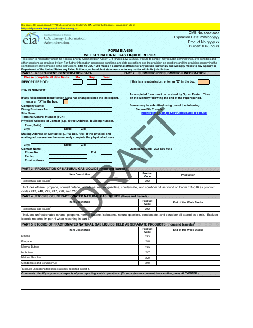 Form EIA-806  Printable Pdf