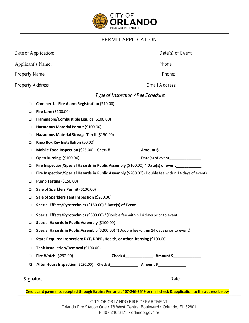 Permit Application - City of Orlando, Florida, Page 1