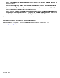 Remote Notary Notification Form for Remote Notarial Acts on Tangible Records (Not Requiring a Remote Online Notary Vendor) - Maryland, Page 2