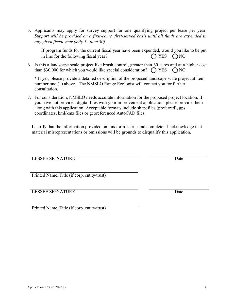 Cultural Survey Support Program Application - New Mexico, Page 4