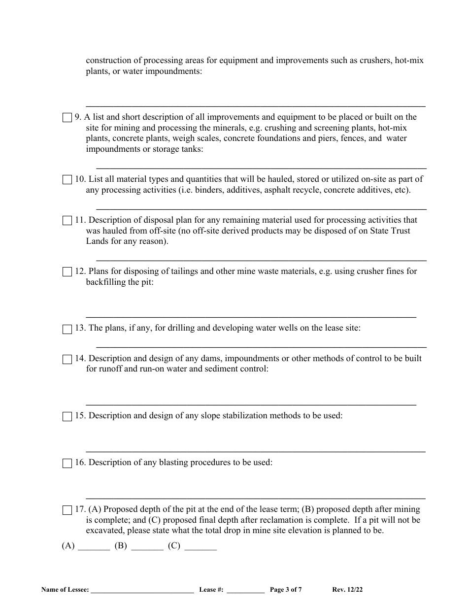 Mine Operation Plan (Mop) for New Mexico State Land Office Construction Materials Lease - New Mexico, Page 3