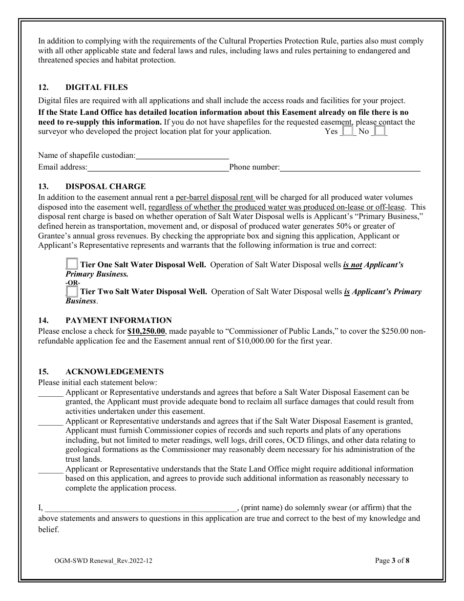 Application for Renewal of Salt Water Disposal Easement - New Mexico, Page 3