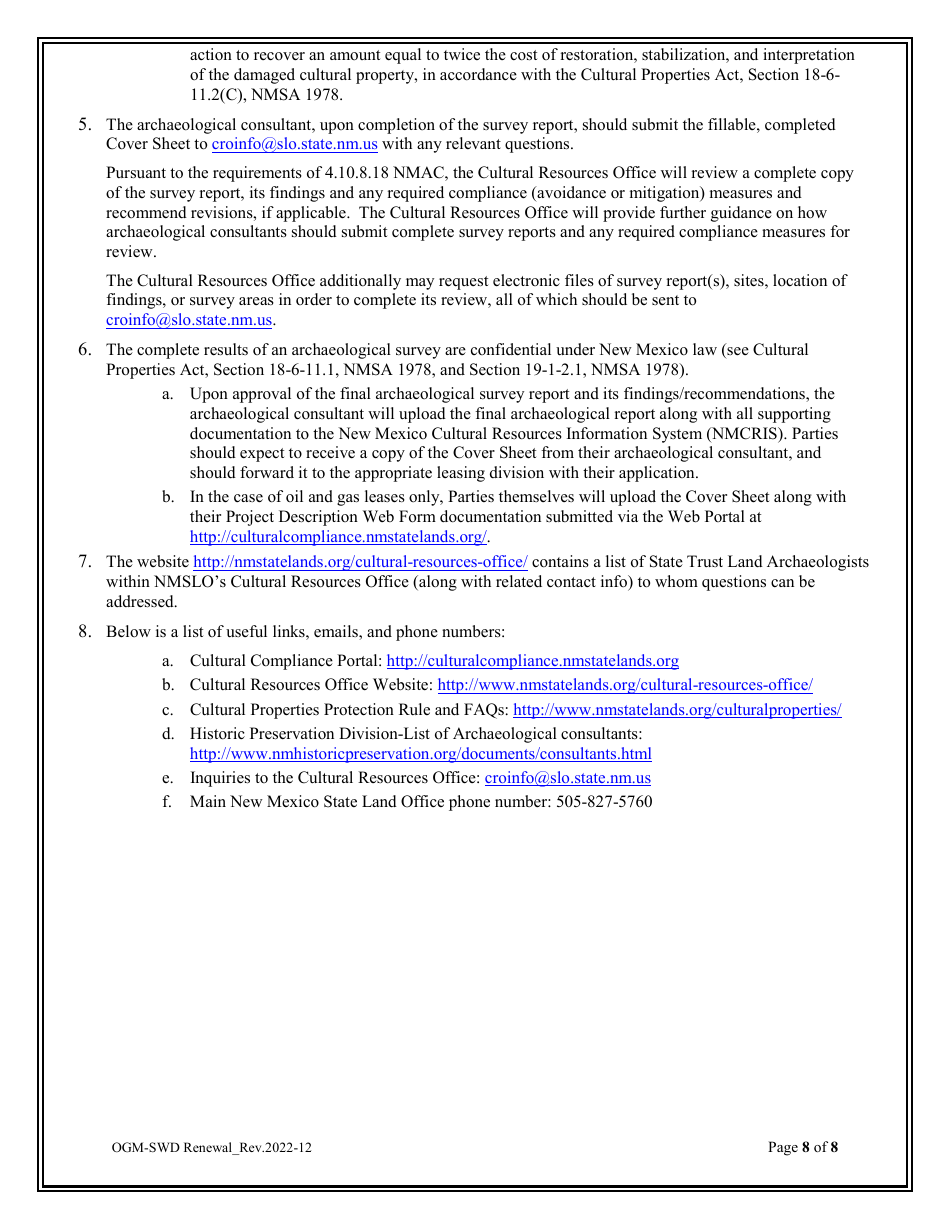 Application for Renewal of Salt Water Disposal Easement - New Mexico, Page 8