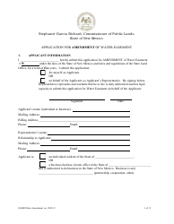 Document preview: Application for Amendment of Water Easement - New Mexico