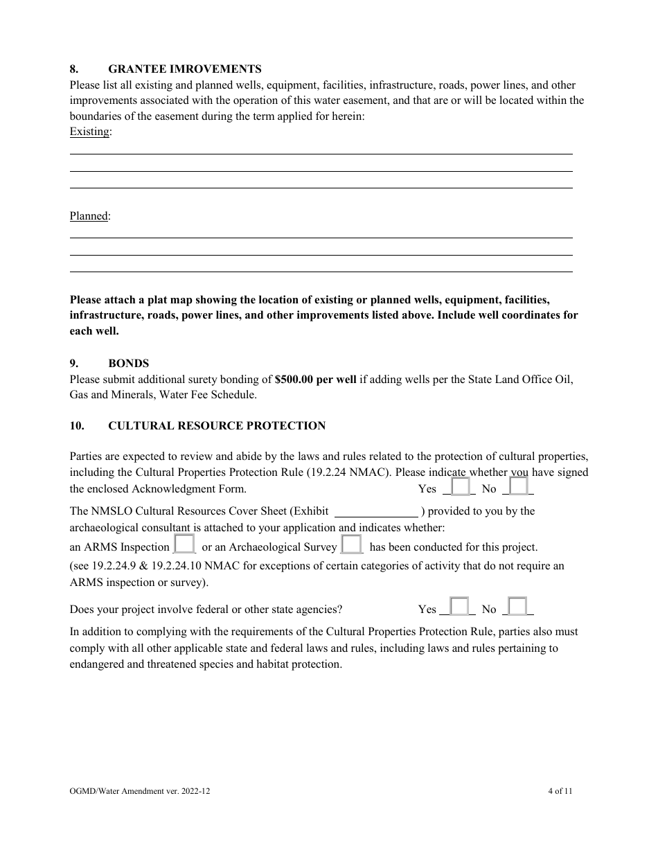 Application for Amendment of Water Easement - New Mexico, Page 4