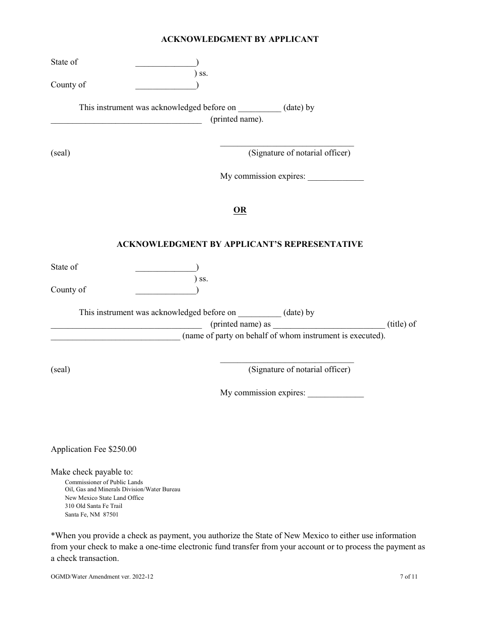 Application for Amendment of Water Easement - New Mexico, Page 7