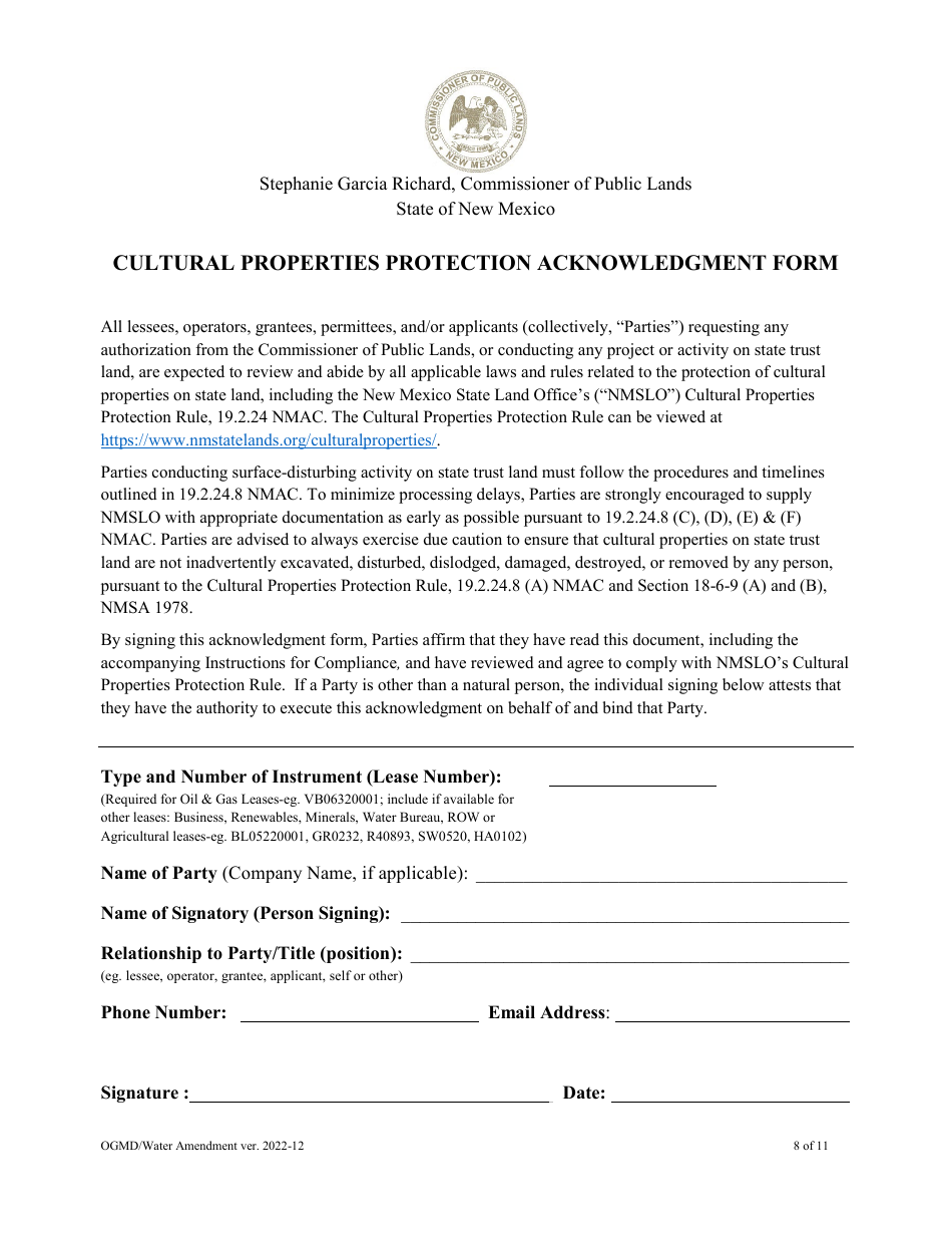 Application for Amendment of Water Easement - New Mexico, Page 8