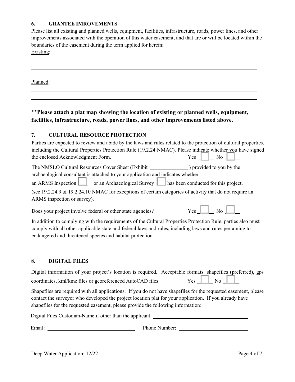 Application for Deep Water Easement - New Mexico, Page 4