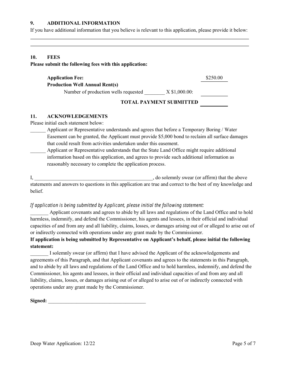 Application for Deep Water Easement - New Mexico, Page 5
