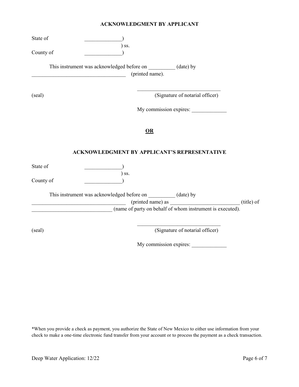 Application for Deep Water Easement - New Mexico, Page 6
