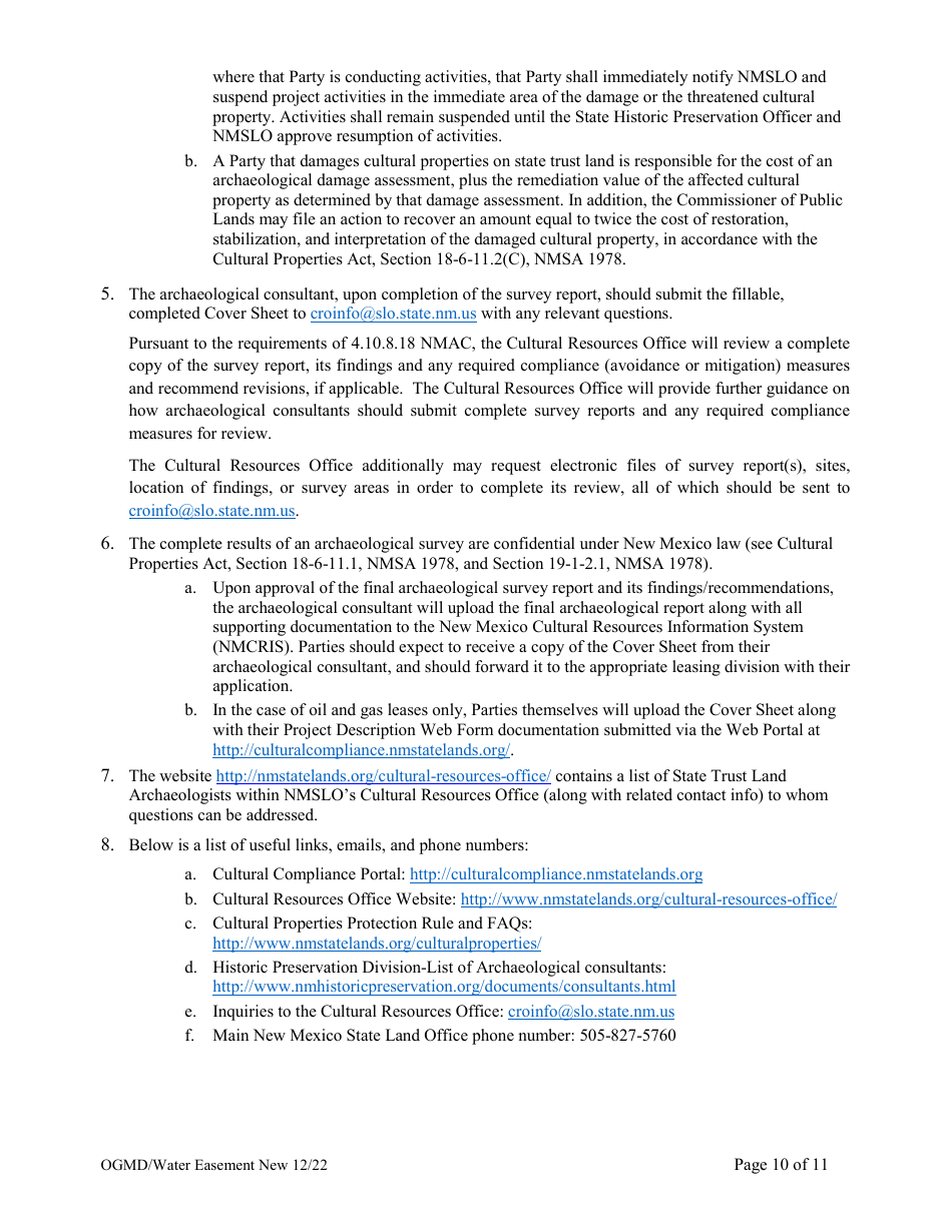 Application for New Water Easement - New Mexico, Page 10