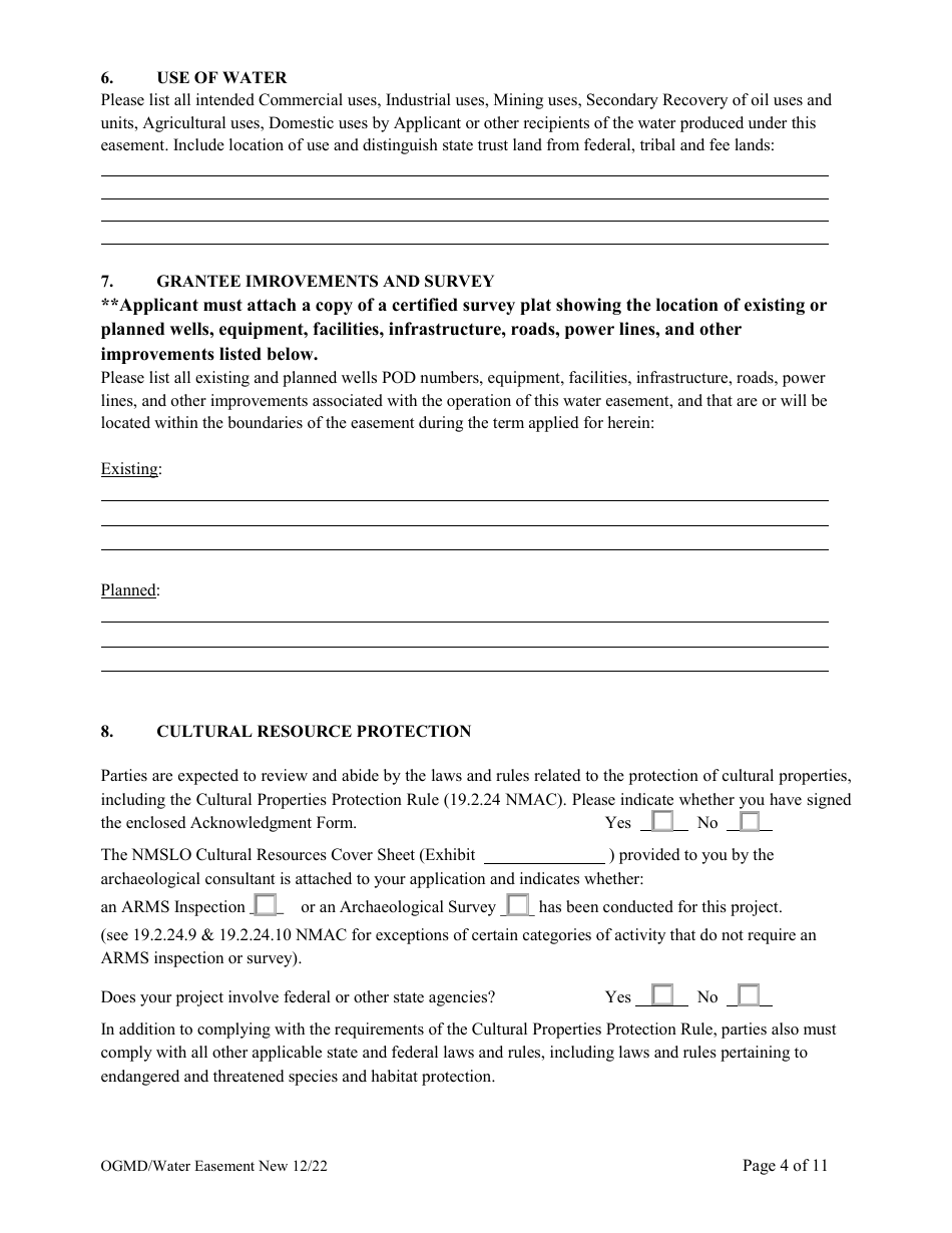 Application for New Water Easement - New Mexico, Page 4