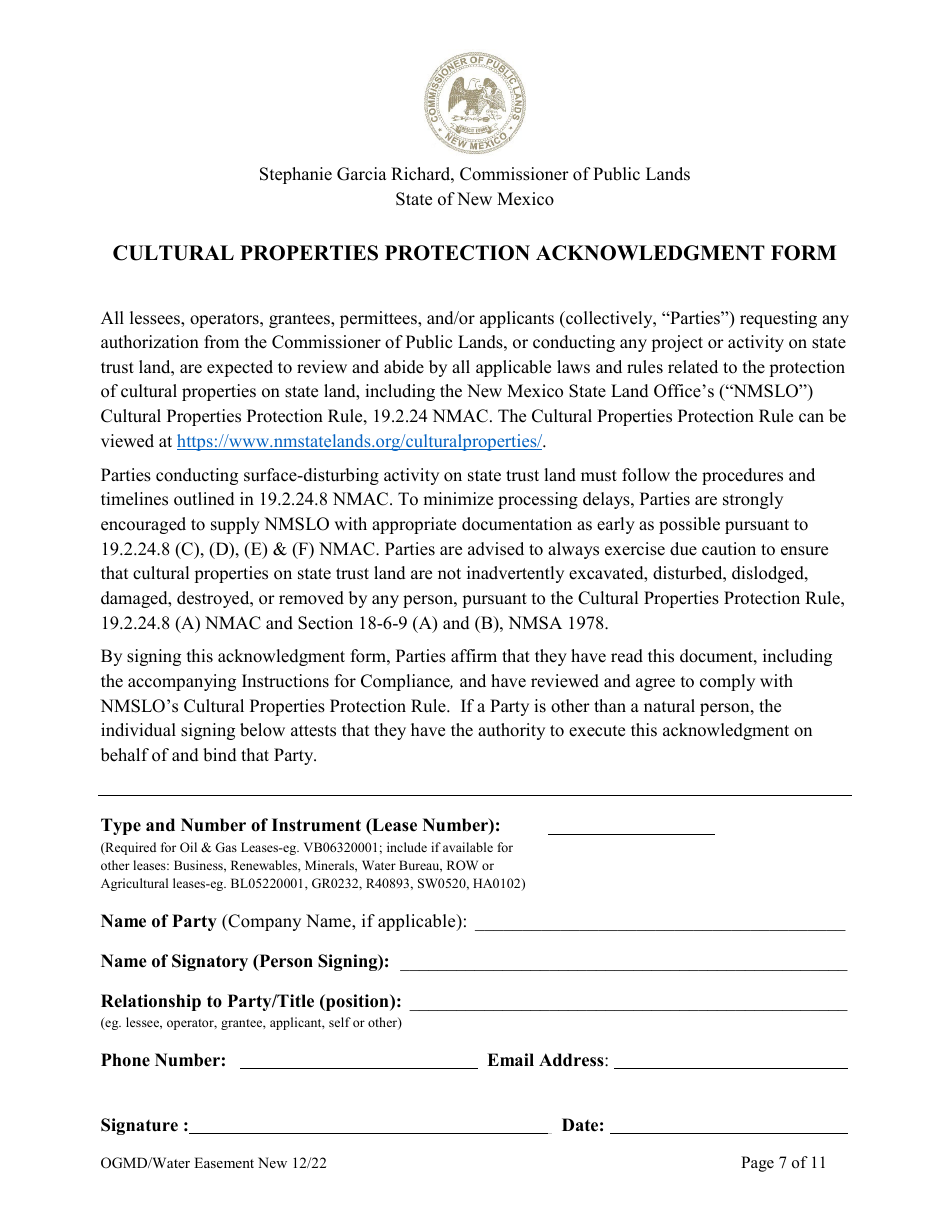 Application for New Water Easement - New Mexico, Page 7