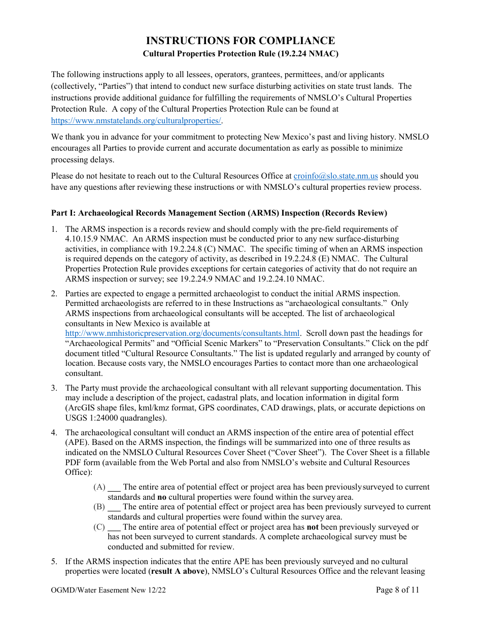 Application for New Water Easement - New Mexico, Page 8